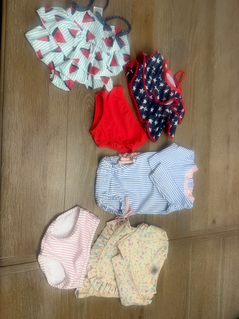 Ruffle Butts Girls Mixed Swim & Play Set - Red, Navy, Pink, Blue, Cream
